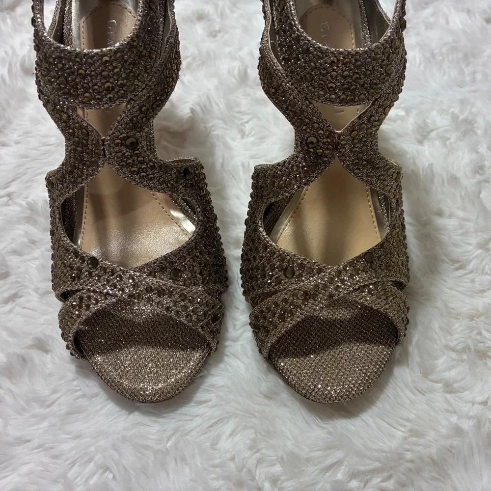 Gianni Bini Topaz Rhinestone Cage Dress Sandals Heels 9M